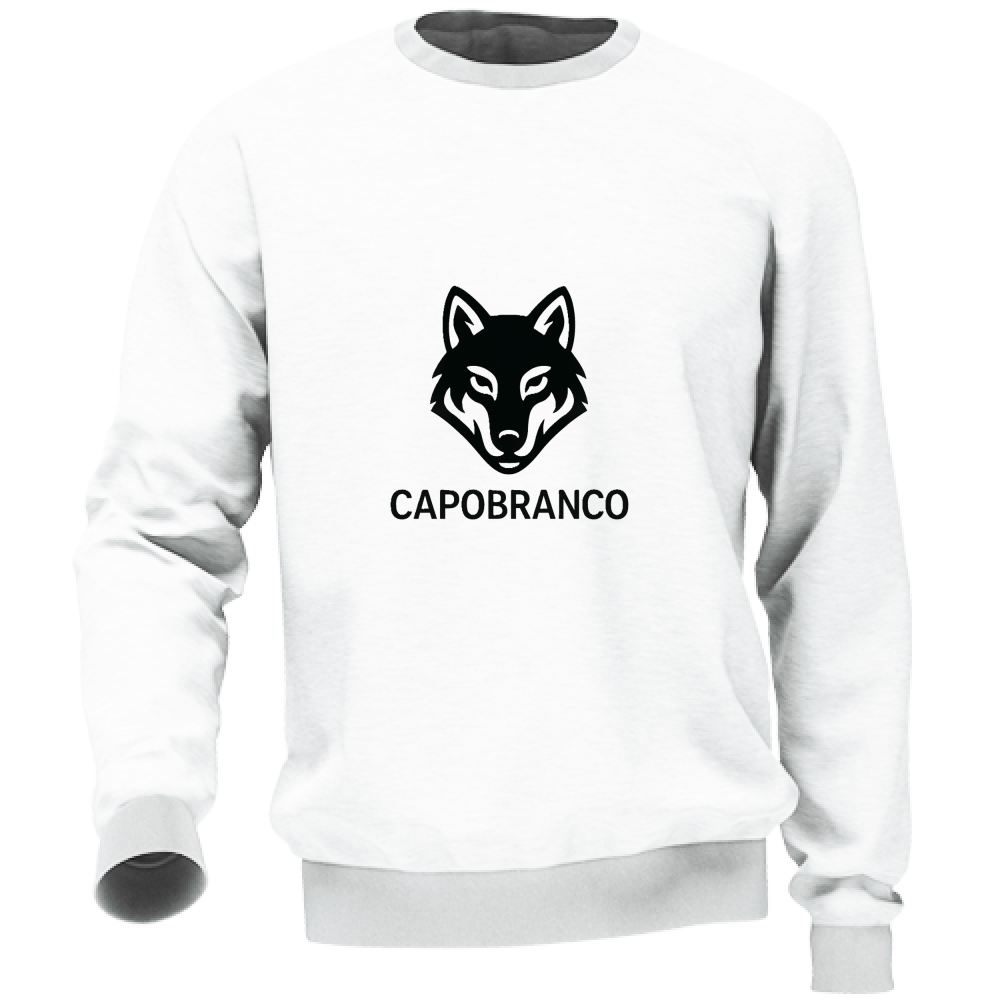 Felpa capobranco bianca con logo nero