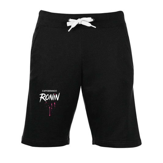 Pantaloncini neri Capobranco Ronin con logo bianco e laccetto in vita, stile streetwear estivo.
