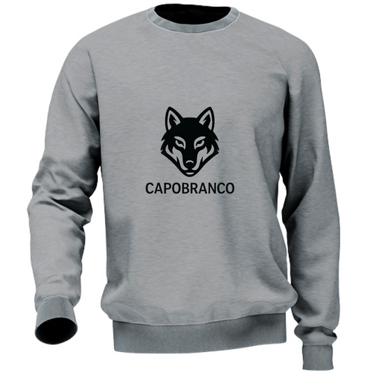 Felpa unisex Capobranco con scritta bianca minimal su fondongrigio
